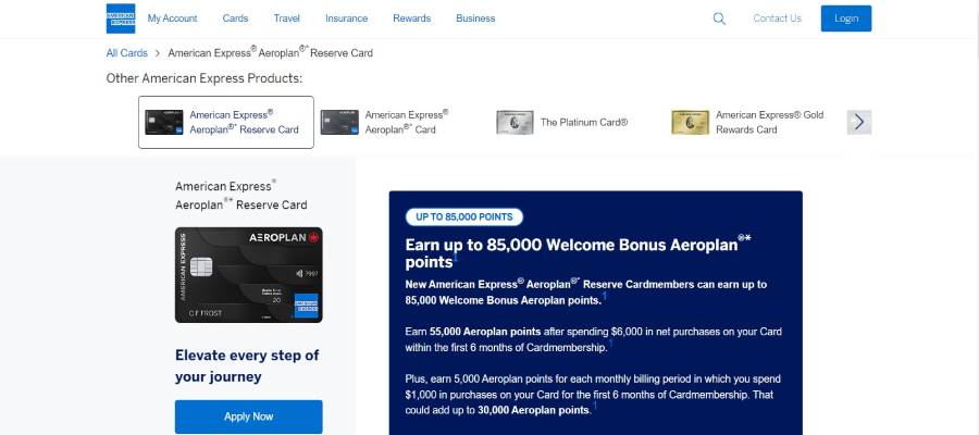 American Express Aeroplan Reserve Card&nbsp;