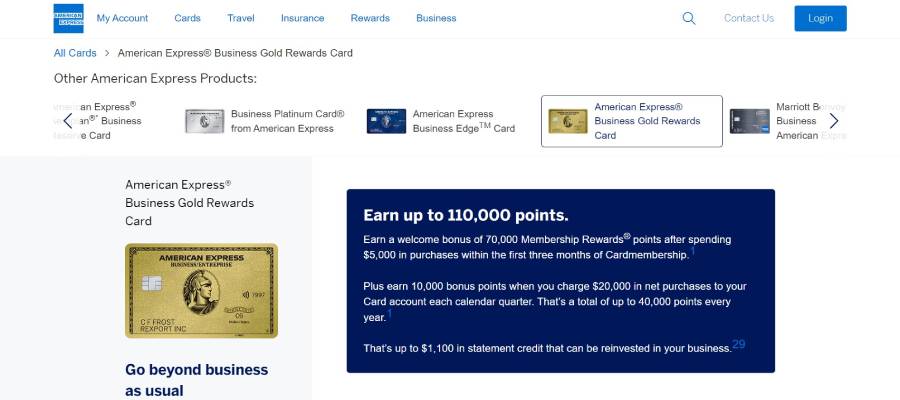 American Express Business Gold Rewards Card