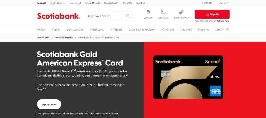 Scotiabank Gold American Express Card