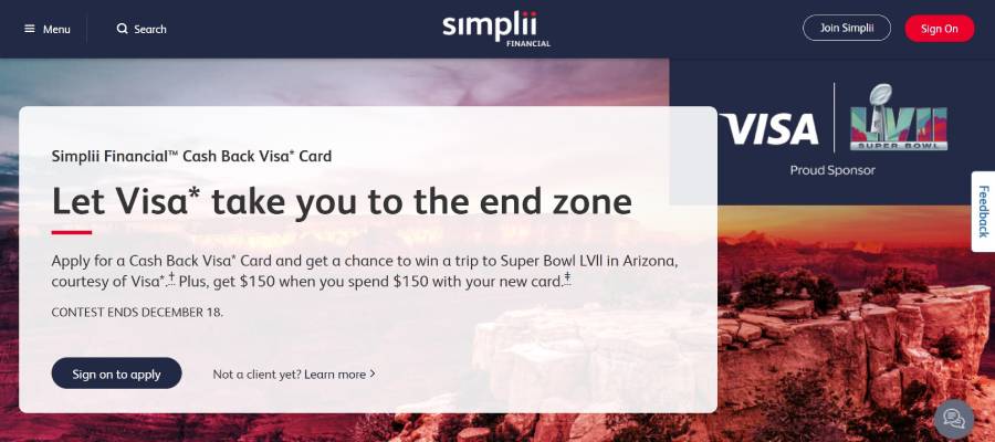 Simplii Financial Cash Back Visa Card